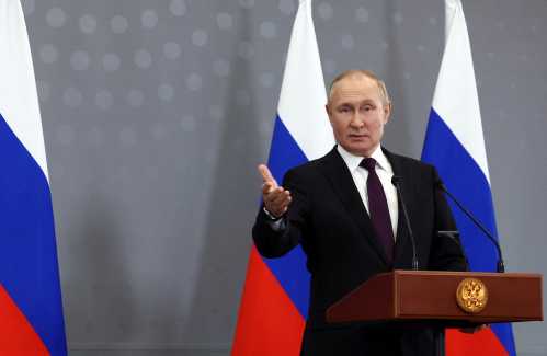 Russian President Vladimir Putin attends a news conference following the Commonwealth of Independent States (CIS) leaders' summit in Astana, Kazakhstan October 14, 2022. Sputnik/Valery Sharifulin/Pool via REUTERS ATTENTION EDITORS - THIS IMAGE WAS PROVIDED BY A THIRD PARTY.