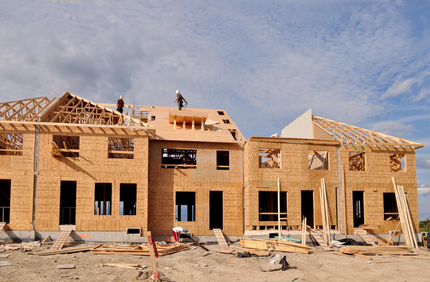 Building site with new homes under construction