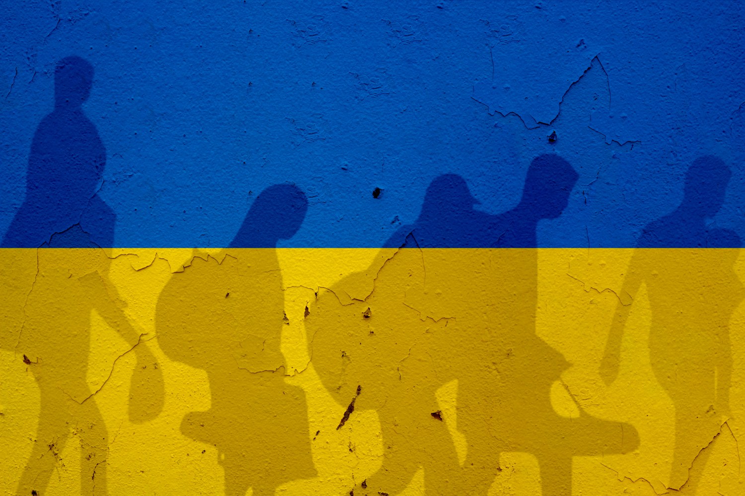 Ukraine flag + silhouettes