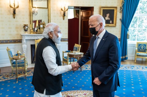 U.S President Biden meets India's PM Narendra Modi as he hosts Quad leaders at their first in-person summit, including India's PM Narendra Modi, Australia's PM Scott Morrison, and Japan's PM Suga Yoshihide in the White House on Friday Sept 24, 2021 amid shared concerns about China's growing power and behavior.