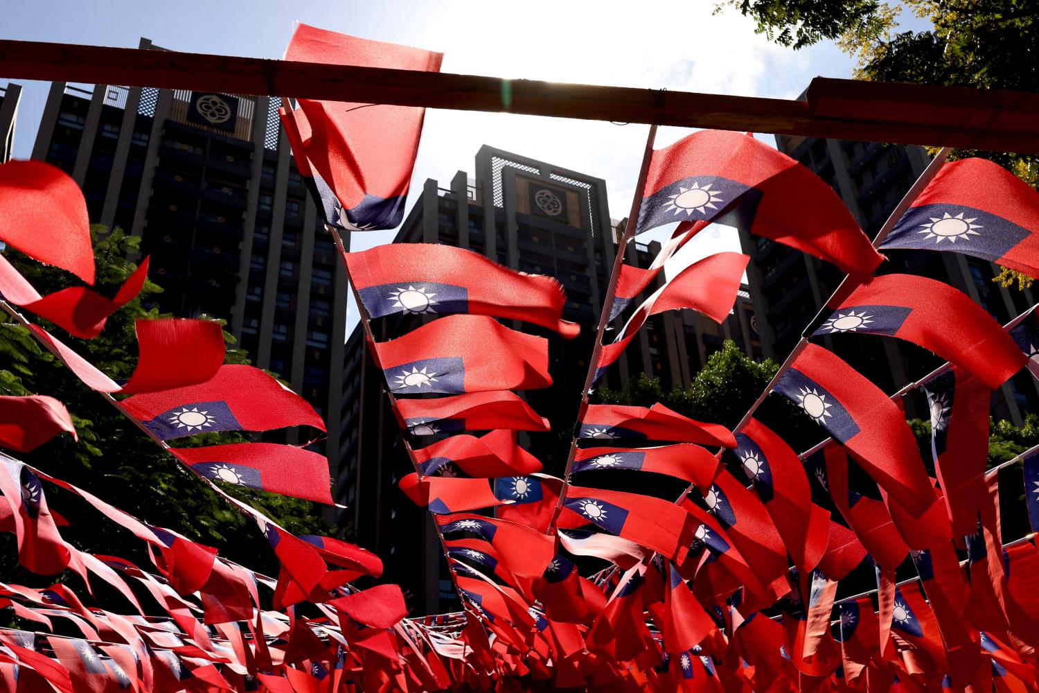 Taiwanese flags wave at the park decorated by Chang Lao-wang, ahead of Taiwan National Day in Taoyuan, Taiwan, October 5, 2022. REUTERS/Ann Wang