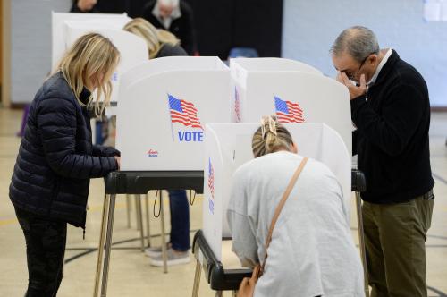 Americans cast their votes during the midterm elections at Eastport Elementary School in Annapolis, U.S., November 8, 2022.      REUTERS/Mary F. Calvert