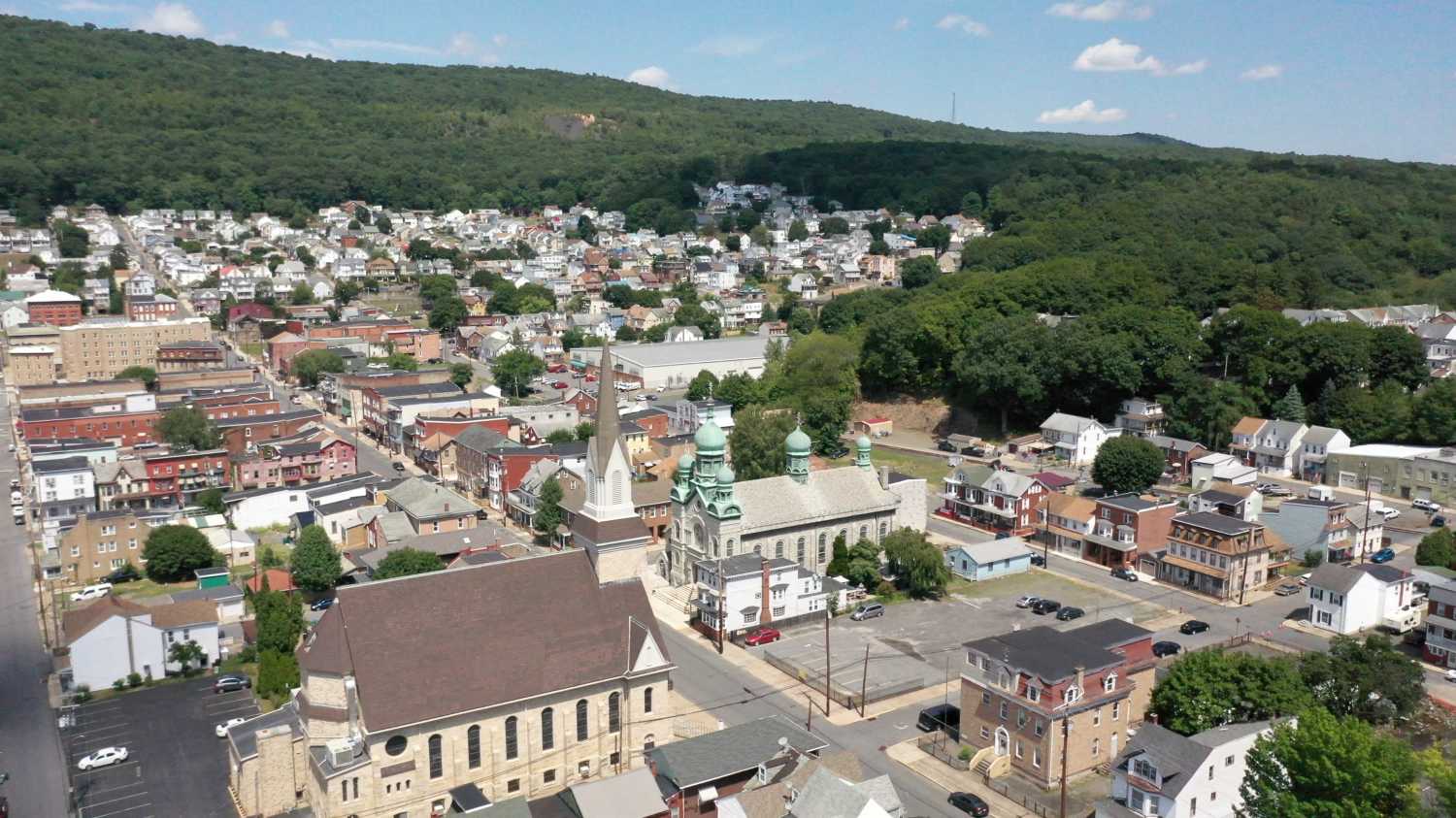 Shamokin, PA, aerial view