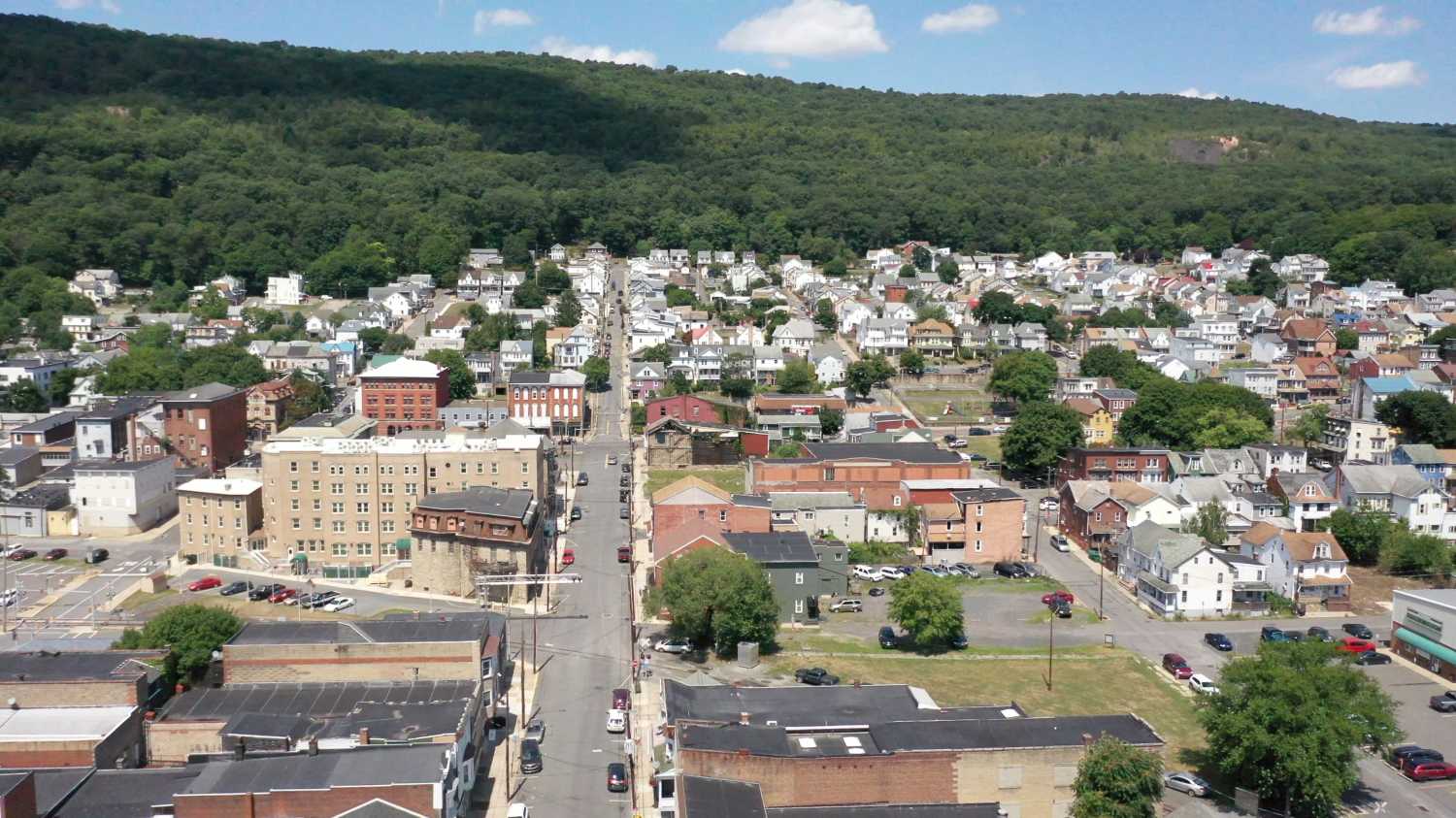 Aerial view of Shamokin, Pennsylvania
