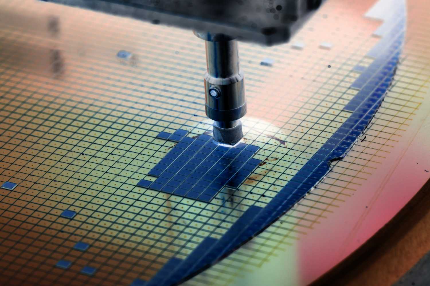 silicon wafer in die attach machine in semiconductor manufacturing