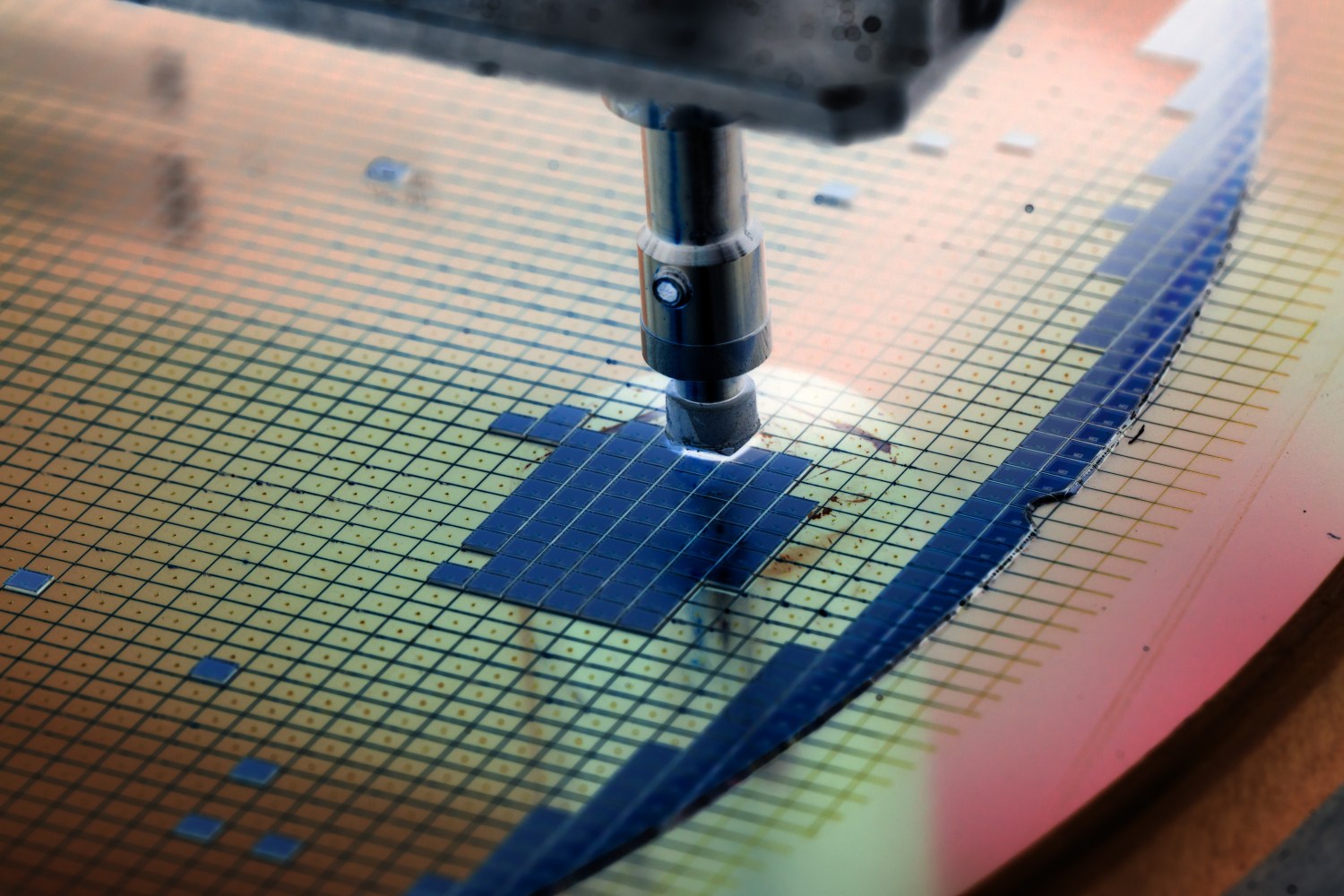 silicon wafer in die attach machine in semiconductor manufacturing