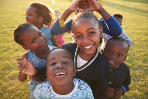 Students laughing at recess