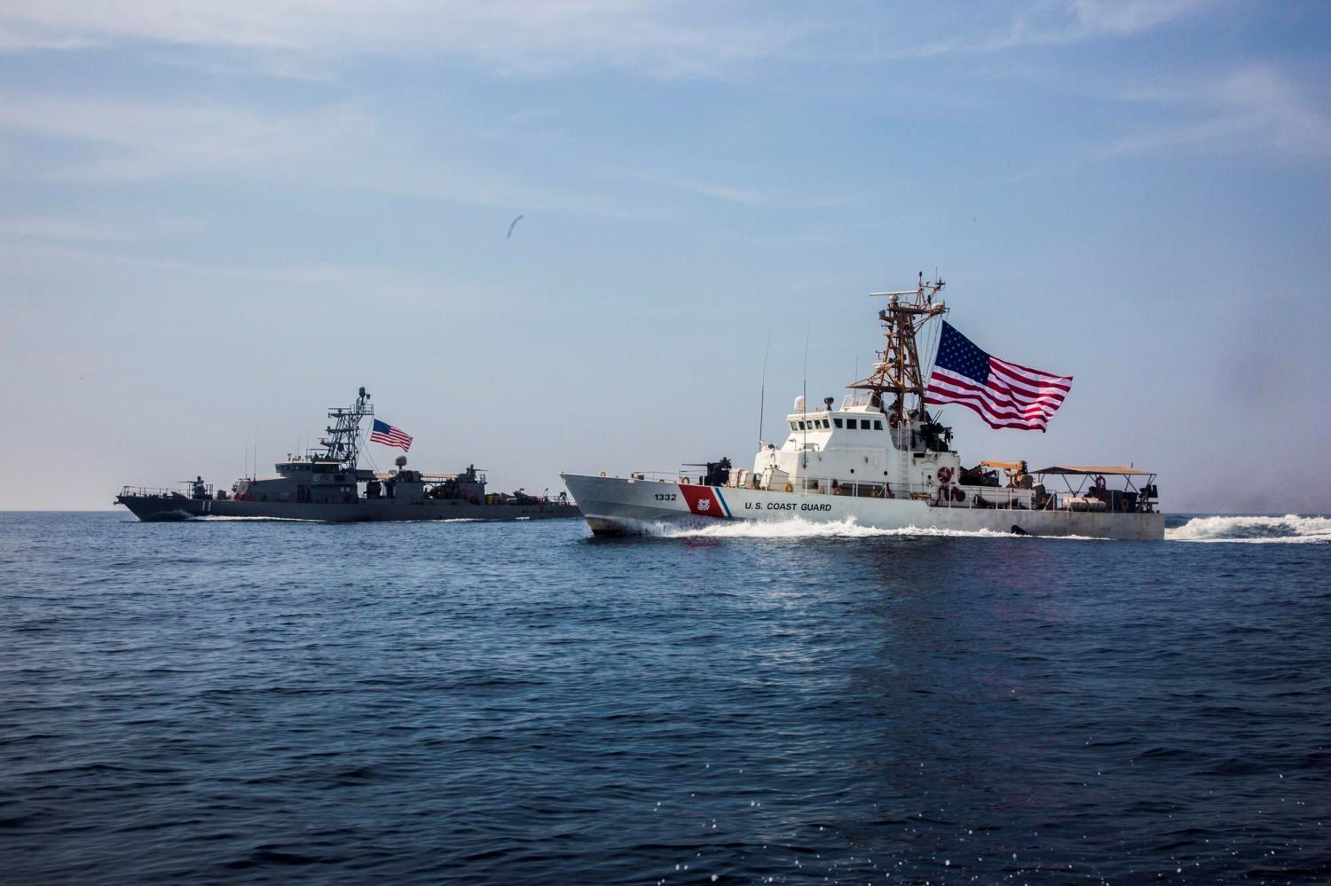 U.S Coastguard patrols in the Arabian Gulf, during enhanced joint security patrols with Gulf Cooperation Council  nations in the Arabian Sea, May 27, 2019. Picture taken May 27, 2019. Vincent Fausnaught/U.S. Navy/Handout via REUTERS ATTENTION EDITORS- THIS IMAGE HAS BEEN SUPPLIED BY A THIRD PARTY.