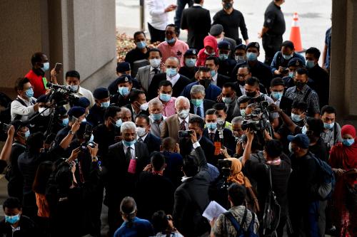 KUALA LUMPUR, MALAYSIA- Former Malaysian Prime Minister Najib Razak arrives at the Kuala Lumpur, Malaysia judicial complex on July 28, 2020. Razak was found guilty on Tuesday (28) of all charges against him on his first corruption trial, two years after his government was linked to the 1MDB corruption scandal.