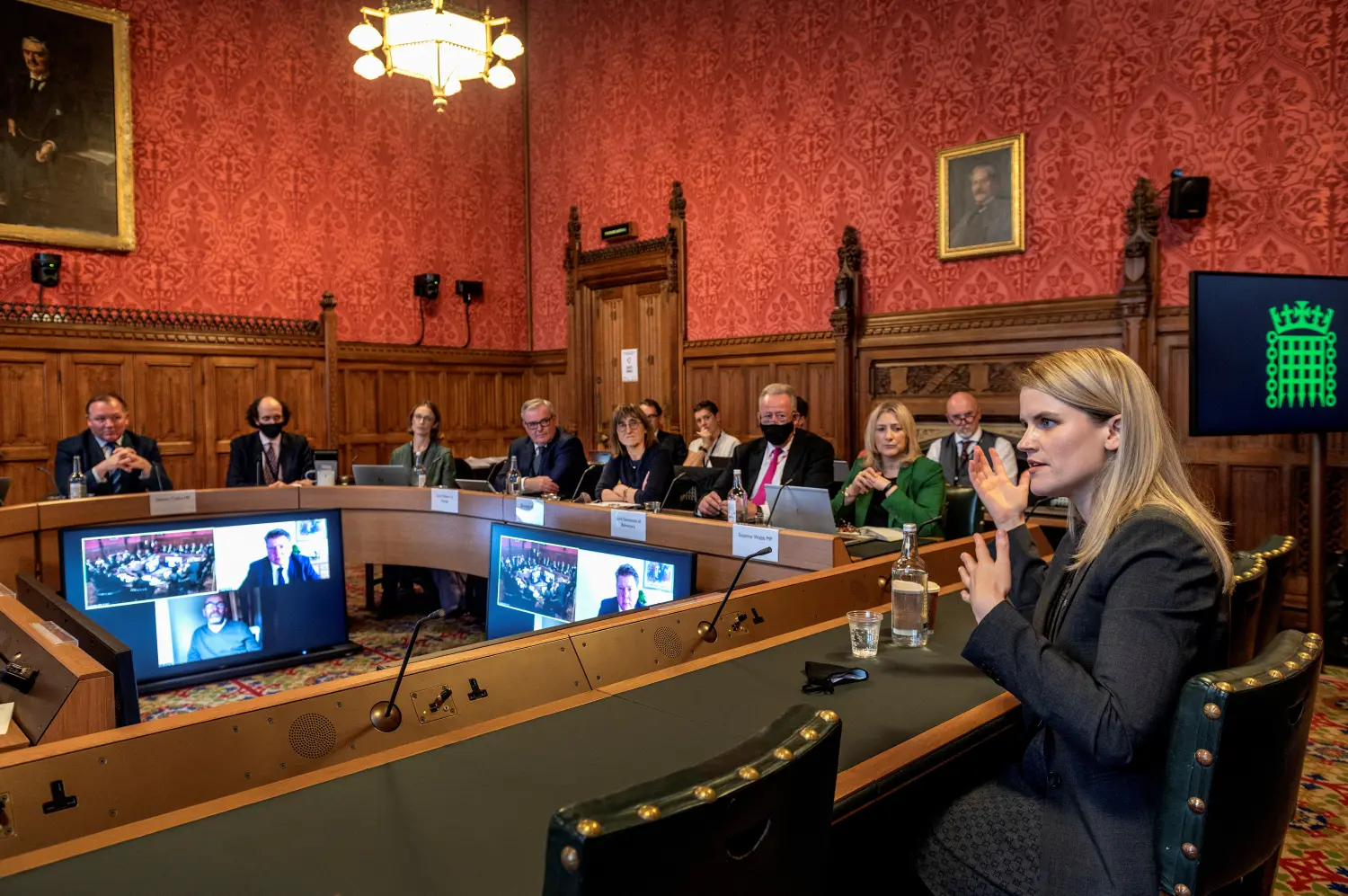 Former Facebook employee Frances Haugen gives evidence to the Joint Committee on the Draft Online Safety Bill of UK Parliament that is examining plans to regulate social media companies, in London, Britain October 25, 2021.  UK Parliament 2021/Annabel Moeller/Handout via REUTERS THIS IMAGE HAS BEEN SUPPLIED BY A THIRD PARTY MANDATORY CREDIT IMAGE MUST NOT BE ALTERED