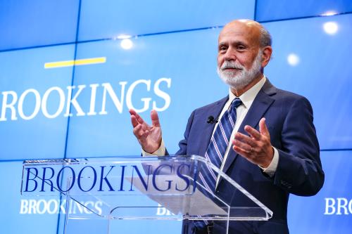 Ben Bernanke giving a speech at Brookings.