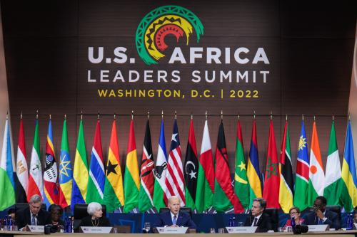 Tom Vilsack, Secretary of Agriculture and Janet Yellen, Secretary of the Treasury, President Joe Biden, Secretary of State Antony Blinken and Senegalese President Macky Sall participate in the U.S.-Africa Leaders Summit Closing Session on Promoting Food Security and Food Systems Resilience at the Walter E. Washington Convention Center in Washington, DC on Dec. 15, 2022. (Photo by Oliver Contreras/Pool/ABACAPRESS.COM)No Use *** World Rights ***.