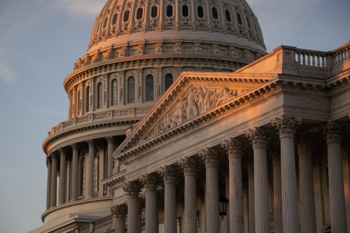 A general view of the U.S. Capitol Building at dawn, in Washington, D.C., on Wednesday, November 2, 2022. (Graeme Sloan/Sipa USA)No Use Germany.