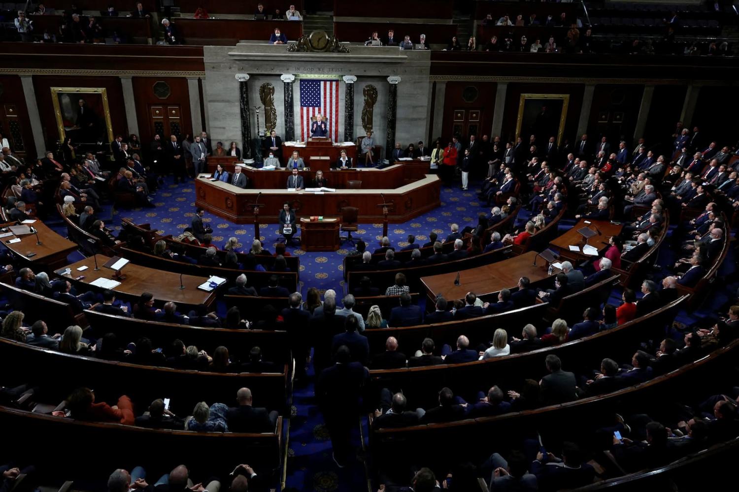 FILE PHOTO: Speaker of the House Kevin McCarthy (R-CA) addresses the U.S. House of Representatives for the first time after being elected speaker in a late night 15th round of voting on the fourth day of the 118th Congress at the U.S. Capitol in Washington, U.S., January 7, 2023. REUTERS/Evelyn Hockstein/File Photo