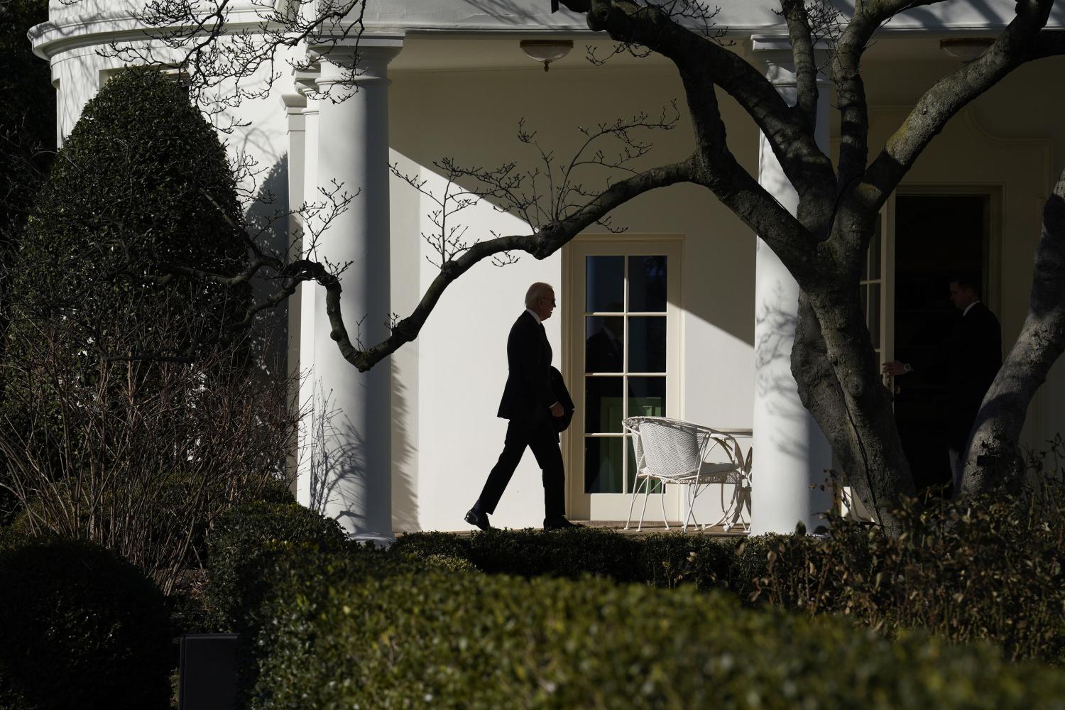 United States President Joe Biden enters the Oval Office of the White House in Washington, DC upon his return after spending the weekend in Delaware on January 16, 2023.Featuring: President Joe BidenWhere: Washington, District of Columbia, United StatesWhen: 16 Jan 2023Credit: Yuri Gripas/Pool/CNP/startraksph/Cover Images