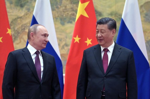 Russia President Vladimir Putin and China President of the Xi Jinping hold talks in Beijing, China, on Friday Feb 4, 2022. It is Xi first face-to-face meeting with world leader since 2019.