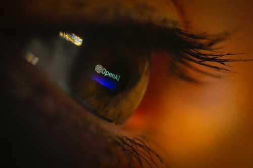 The OpenAI logo is seen reflected in an eye in this photo illustration in Warsaw, Poland on 04 February, 2023. (Photo by Jaap Arriens/NurPhoto)