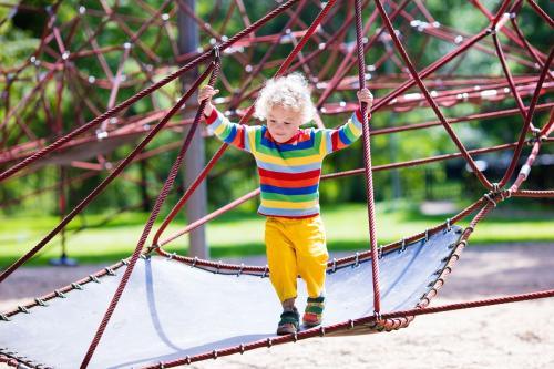 A child plays on a playground