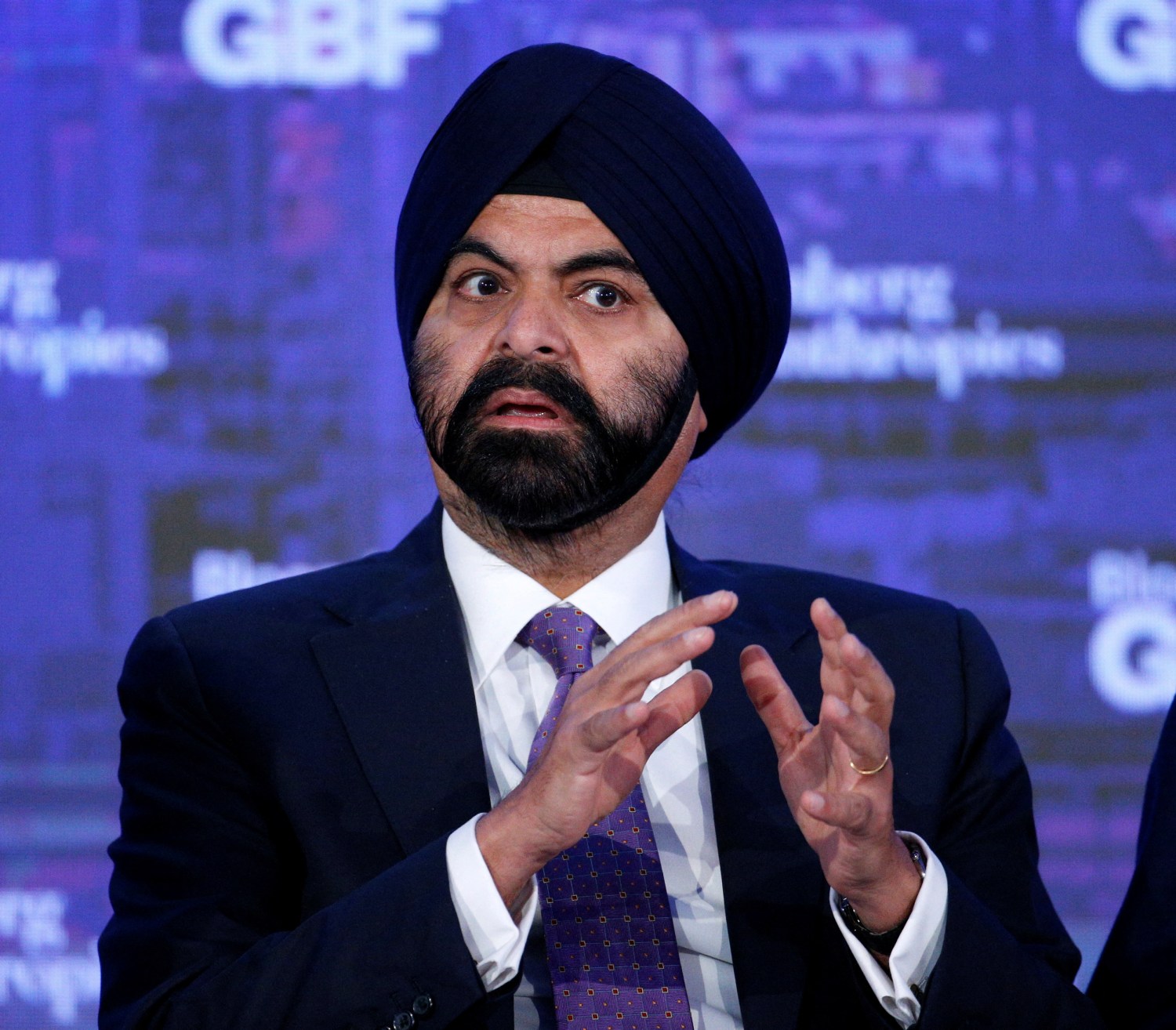 FILE PHOTO: Mastercard President and CEO Ajay Banga speaks at the Bloomberg Global Business Forum in New York, U.S., September 20, 2017. REUTERS/Brendan McDermid/File Photo