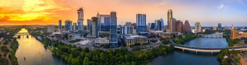 Austin Skyline in the evening and bluehour