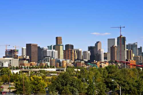 Denver Skyline and New Construction as seen from west side of city