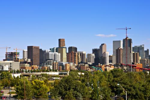 Denver Skyline and New Construction as seen from west side of city