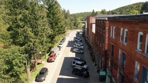 Aerial image of street in Thomas, West Virginia (photo by Ian McAllister)