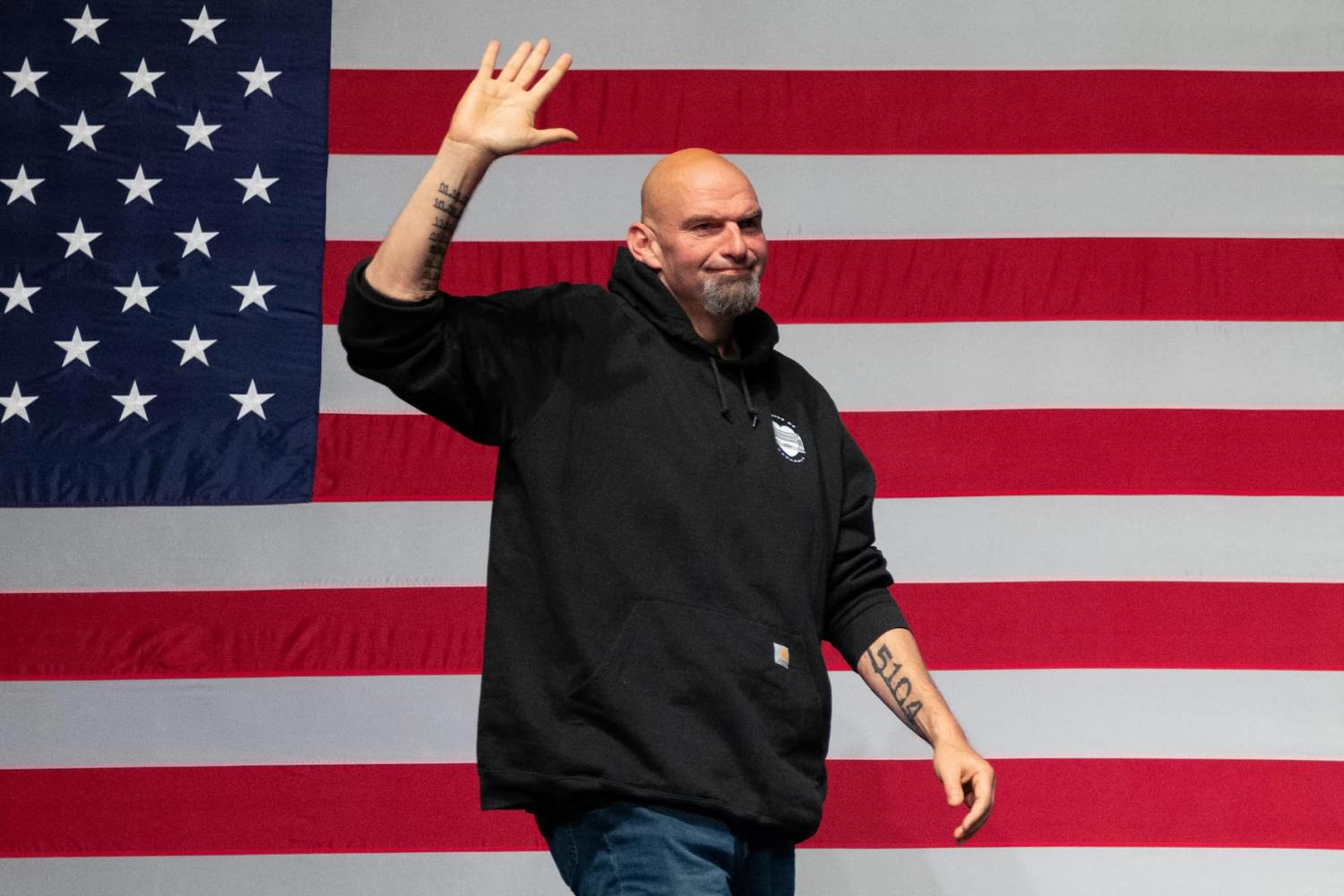 Pennsylvania Lieutenant Governor and U.S. Senate candidate John Fetterman arrives to speak during his 2022 U.S. midterm elections night party in Pittsburgh, Pennsylvania, U.S., November 9, 2022. REUTERS/Quinn Glabicki TPX IMAGES OF THE DAY