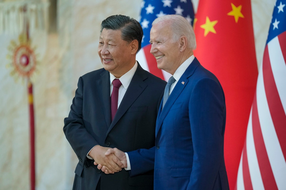 U.S. President Joe Biden shakes hands with Chinese President Xi Jinping as they meet on the sidelines of the G20 leaders' summit in Bali, Indonesia, November 14, 2022. White House/Handout via EYEPRESS
