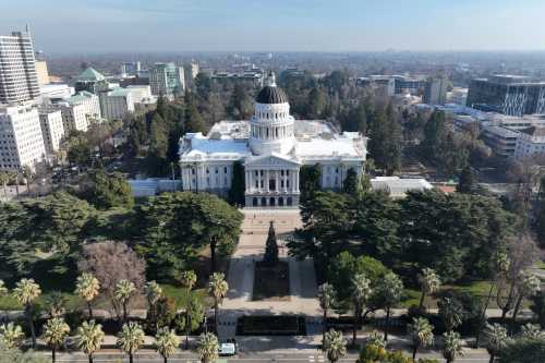 A general overall aerial view of the California State Capitol building, Saturday, Dec. 24, 2022, in Sacramento, Calif. (Photo by Image of Sport/Sipa USA)No Use Germany.