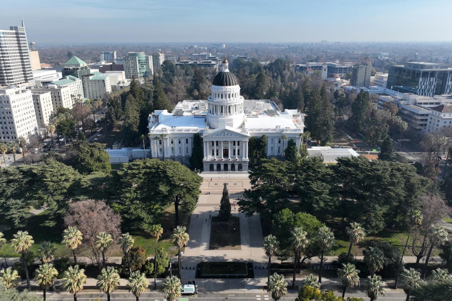 A general overall aerial view of the California State Capitol building, Saturday, Dec. 24, 2022, in Sacramento, Calif. (Photo by Image of Sport/Sipa USA)No Use Germany.