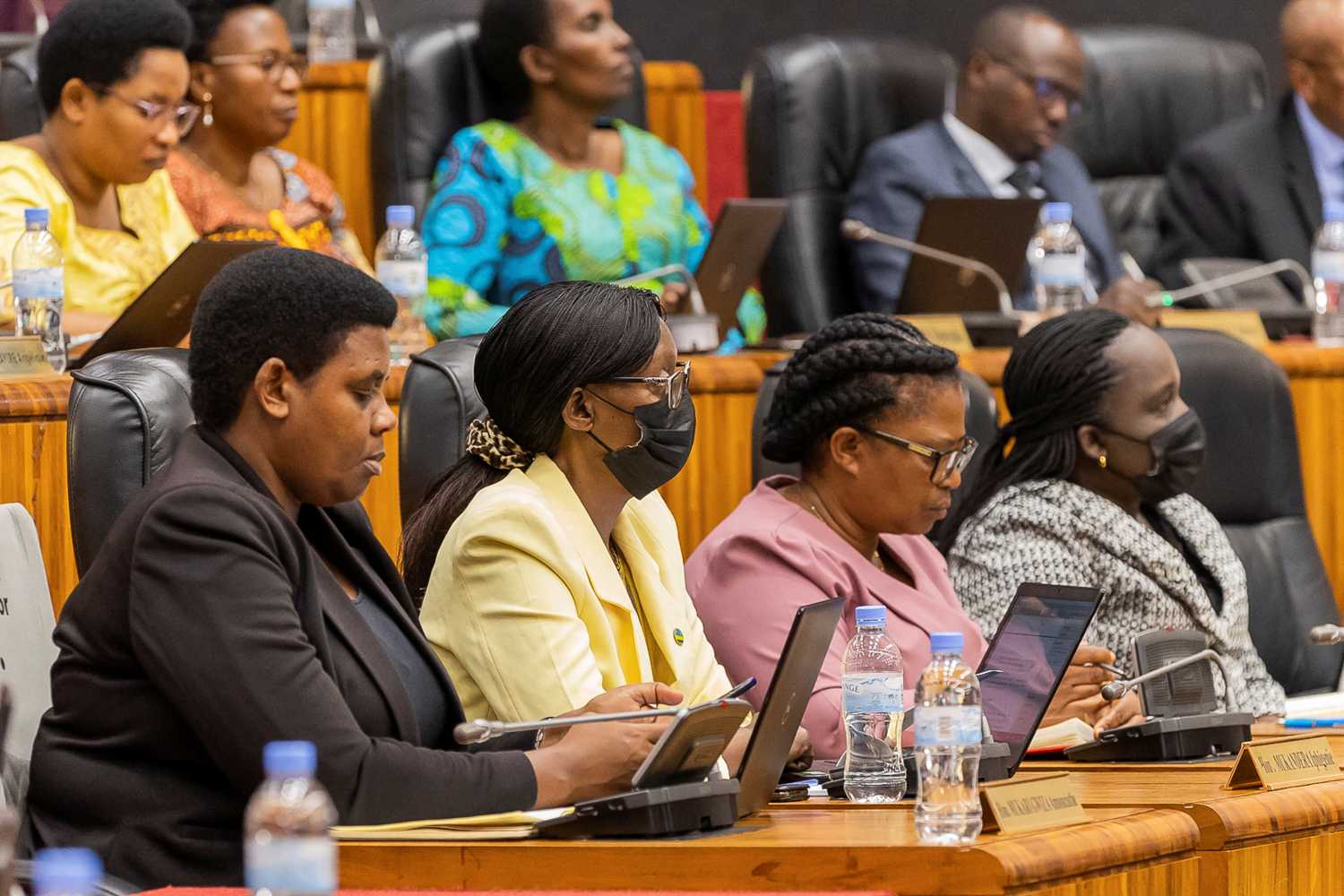Rwandan legislators attend a session during which Minister of Foreign Affairs Vincent Biruta speaks about an incident in which Rwandan forces fired at a fighter jet from Democratic Republic of Congo that allegedly violated Rwandan airspace, in Kigali, Rwanda, January 26, 2023. REUTERS/Stringer