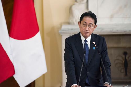 Japanese Prime Minister Fumio Kishida is seen at the meeting with Mateusz Morawiecki (not in view) in Warsaw. In Warsaw, Japanese Prime Minister Fumio Kishida met with Polands Prime Minister for talks about the regions security and bilateral relations a day after he made a surprise visit to Kyiv. (Photo by Attila Husejnow / SOPA Images/Sipa USA)No Use Germany.