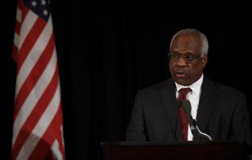 Supreme Court Justice Clarence Thomas speaks at the memorial service for Supreme Court Justice Antonin Scalia at the Mayflower Hotel in Washington, DC, USA, Tuesday, March 1, 2016. Photo by Susan Walsh/Pool/ABACAPRESS.COMNo Use pool photo.