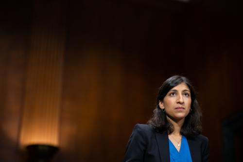 Lina Khan, Chair of the Federal Trade Commission, prepares for a Senate Judiciary Subcommittee hearing on antitrust laws and enforcement, at the U.S. Capitol, in Washington, D.C., on Tuesday, September 20, 2022. (Graeme Sloan/Sipa USA)No Use Germany.