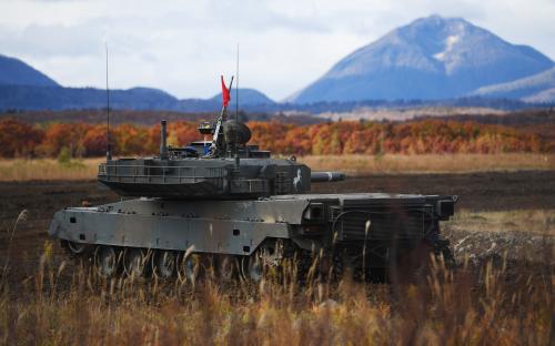 A live tank firing competition of Japan Ground Self-Defense Force is held at the Hokkaido Great Maneuvering Ground in Eniwa City, Hokkaido prefecture, northern Japan, on October 24, 2022. A total of 144 Type 90 and Type 10 tanks participate in the drill to compete for accurate shooting ability by bombarding targets about 2 kilometers ahead. The competition will be held until 27th.( The Yomiuri Shimbun )