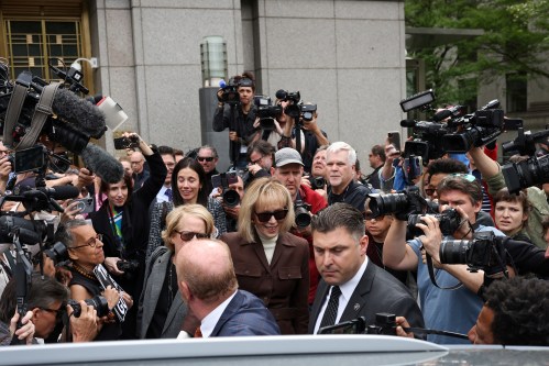 E. Jean Carroll exits the Manhattan Federal Court following the verdict in the civil rape accusation case against former U.S. President Donald Trump, in New York City, U.S., May 9, 2023. REUTERS/Andrew Kelly