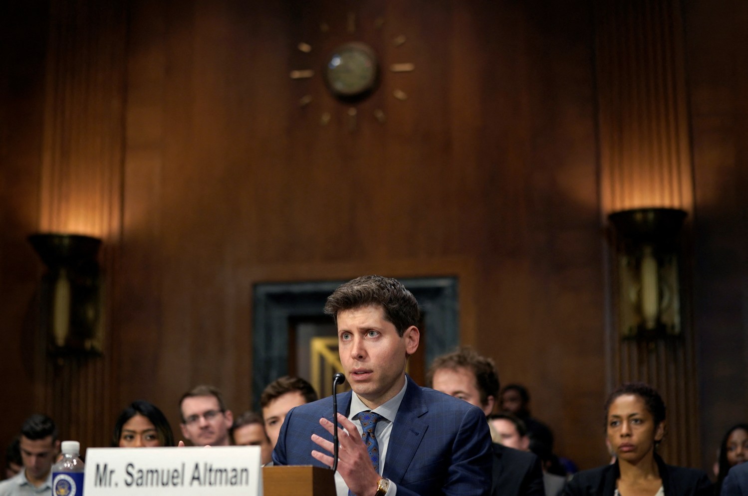 OpenAI CEO Sam Altman testifies before a Senate Judiciary Privacy, Technology & the Law Subcommittee hearing titled 'Oversight of A.I.: Rules for Artificial Intelligence' on Capitol Hill in Washington, U.S., May 16, 2023.  REUTERS/Elizabeth Frantz