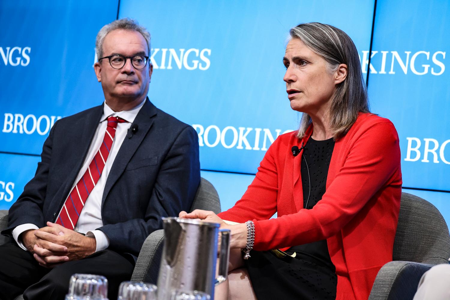 Fiona Hill speaking at a Brookings event