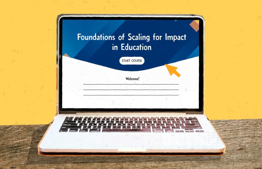 Image of a laptop displaying the course title screen