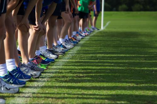 Children lined up for a race