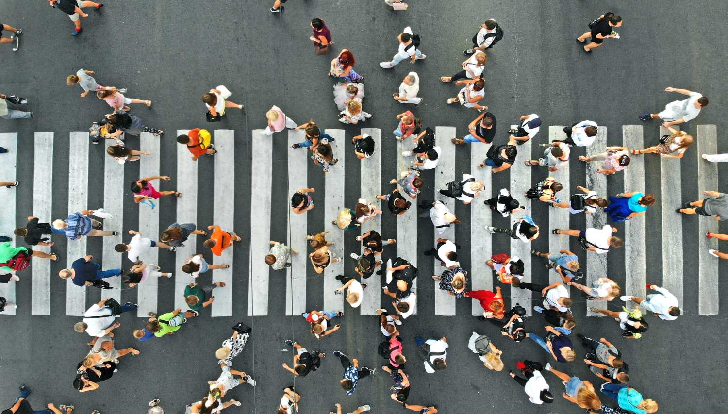 Crowd walking in the street