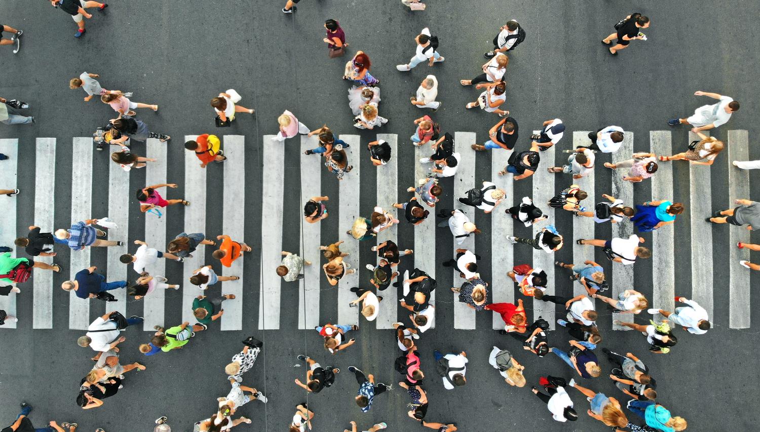 Crowd walking in the street