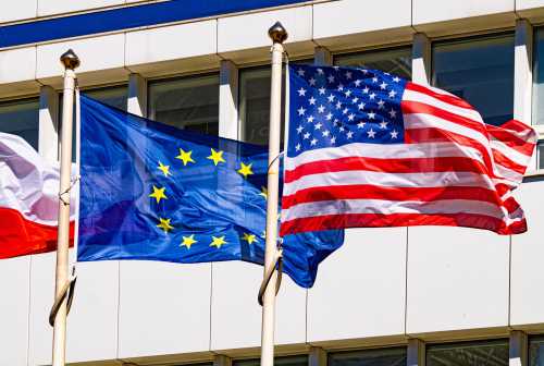American and EU flags