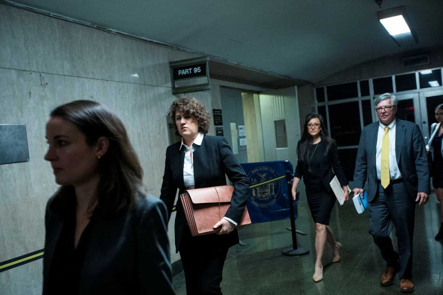 Prosecutor Susan Hoffinger exits the courtroom after attending the hearing regarding the criminal case against former U.S. President Donald Trump over a hush money payment to porn star Stormy Daniels, in Manhattan state court in New York City, U.S., May 23, 2023. REUTERS/Eduardo Munoz