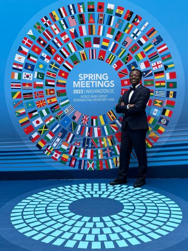 Brookings expert Landry Signe' at the World Bank/IMF Spring meetings in April 2023