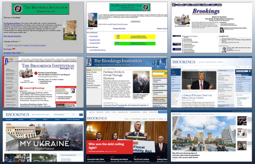 Collage of various Brookings Home Pages 1995-2023