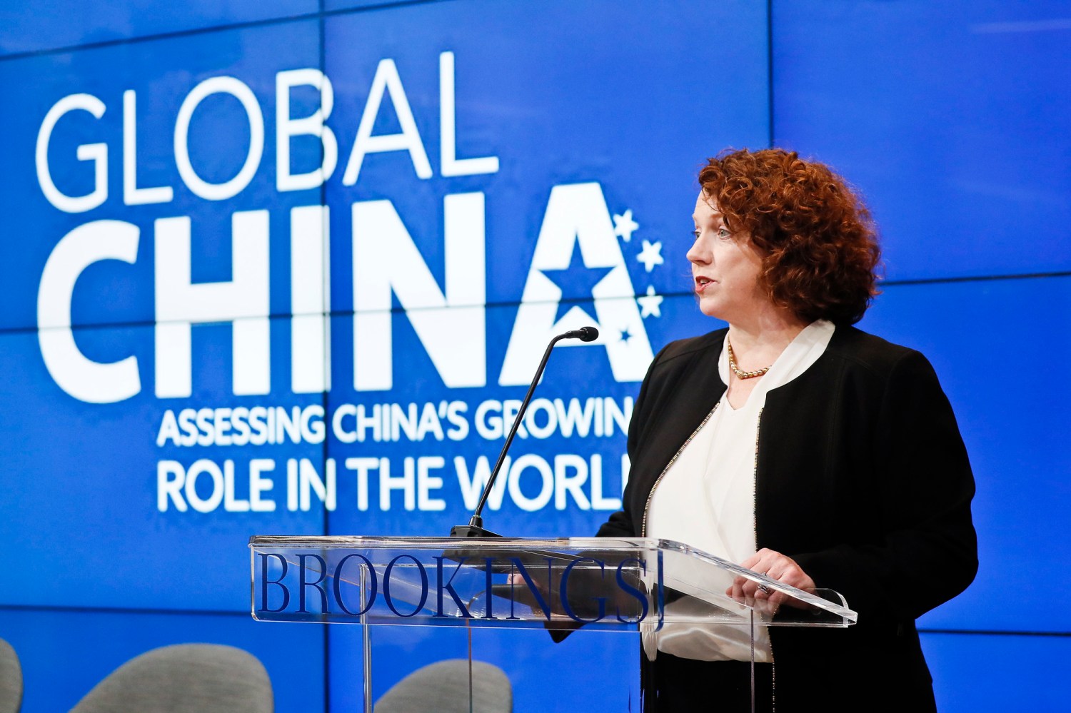 Vice president and director of Foreign Policy at Brookings, Suzanne Maloney, gives opening remarks before a Global China panel discussion at Brookings.