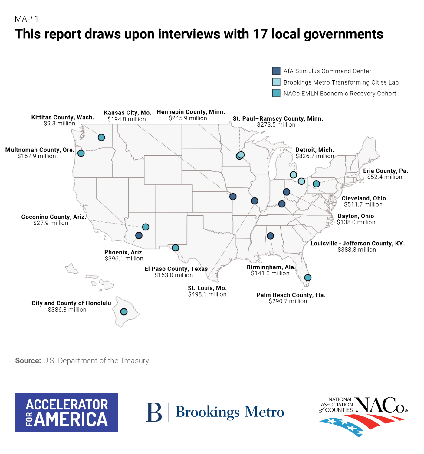 Map 1: This report draws upon interviews with 17 local governments