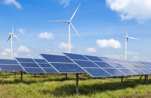 Solar panels and wind turbines